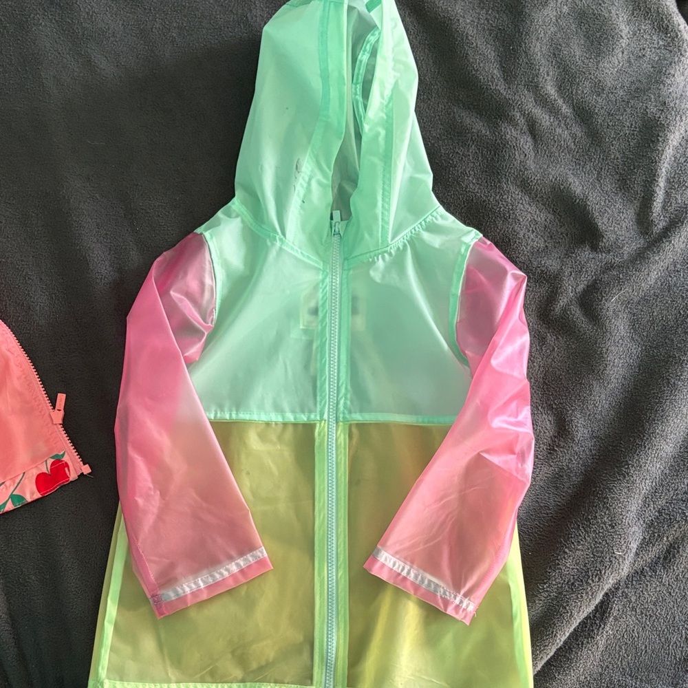 Carter's Mint Green, Pink, and Yellow Raincoat